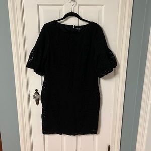 Lauren Ralph Lauren Black Lace Dress with Flutter Sleeves